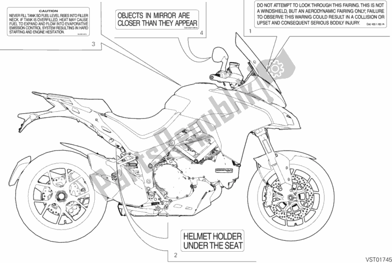 Toutes les pièces pour le étiquette, Avertissement du Ducati Multistrada 1260 ABS USA 2020